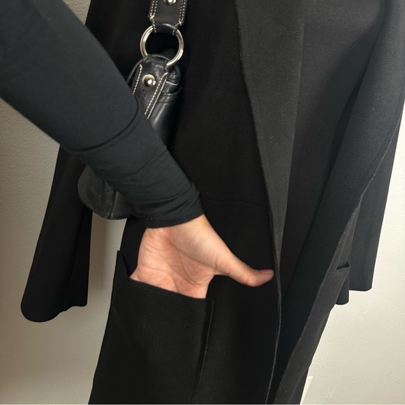 Rielle Open Front Jacket Women Medium Black Faux Suede Stretch Classy Minimalist - Picture 4 of 12